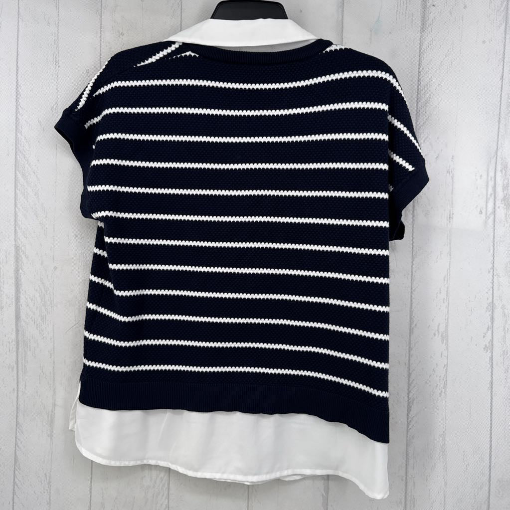M striped layered s/s top