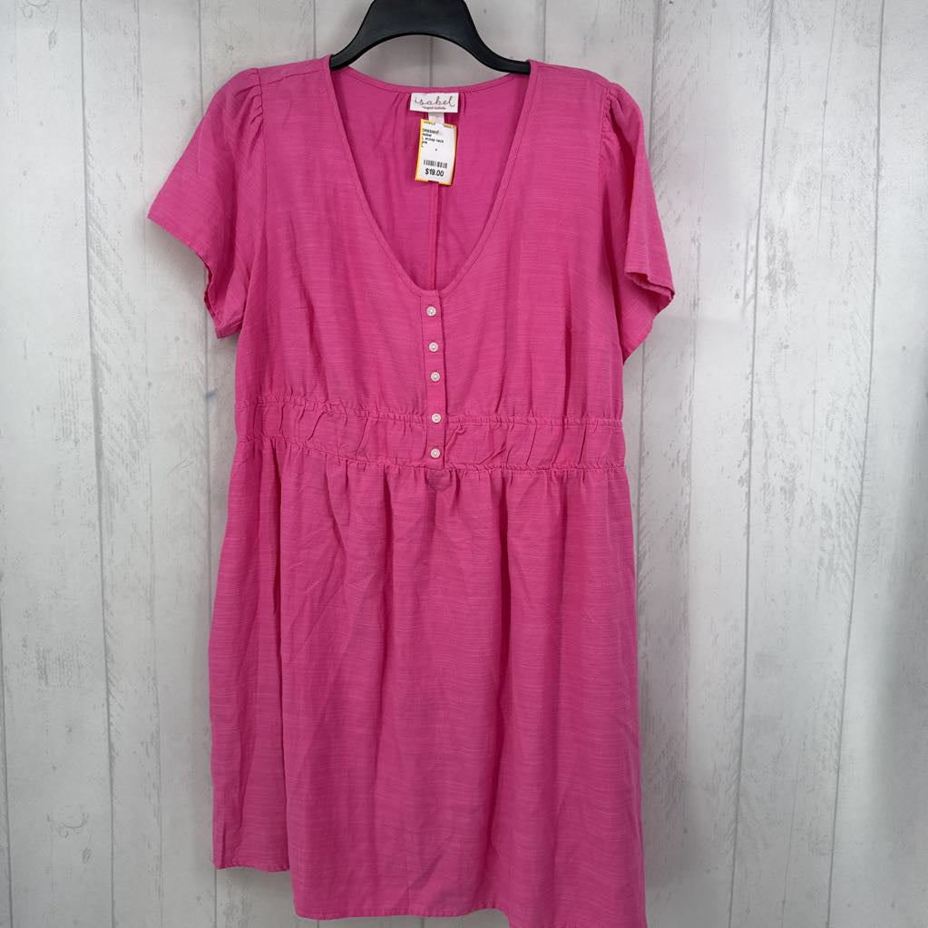 L scoop neck button front s/s dress