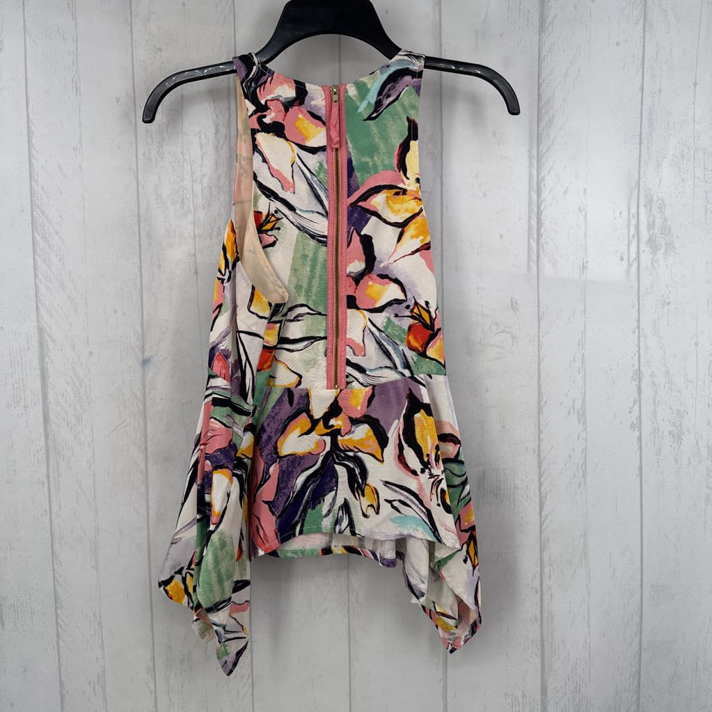 6 flower print peplum tank