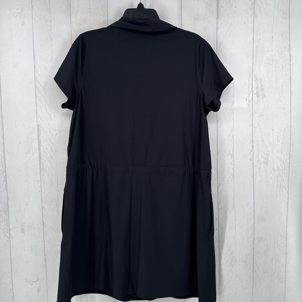L zip front elastic waist s/s dress