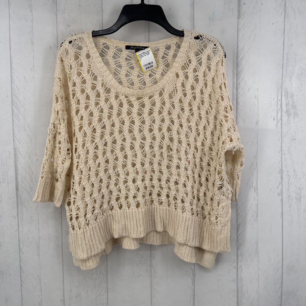 S elbow slv open knit sweater