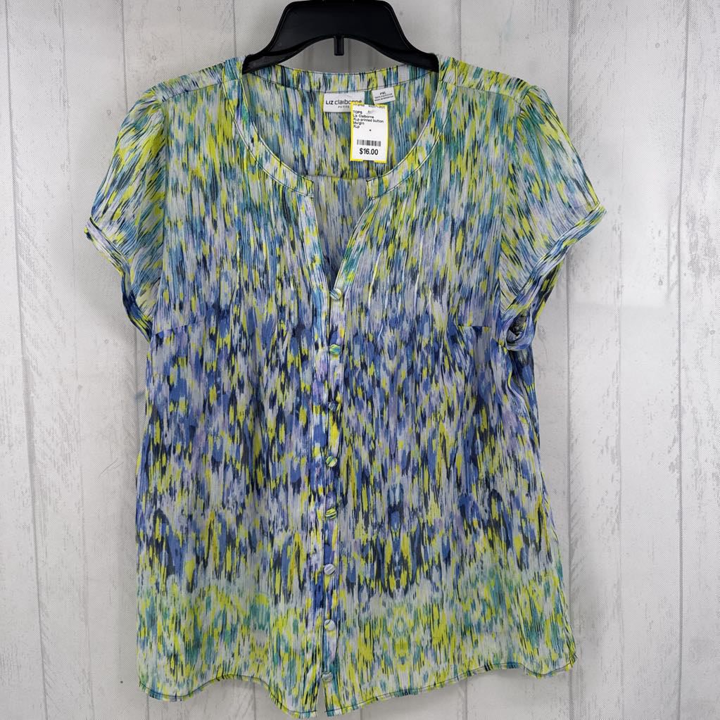 XLp printed button down s/s top