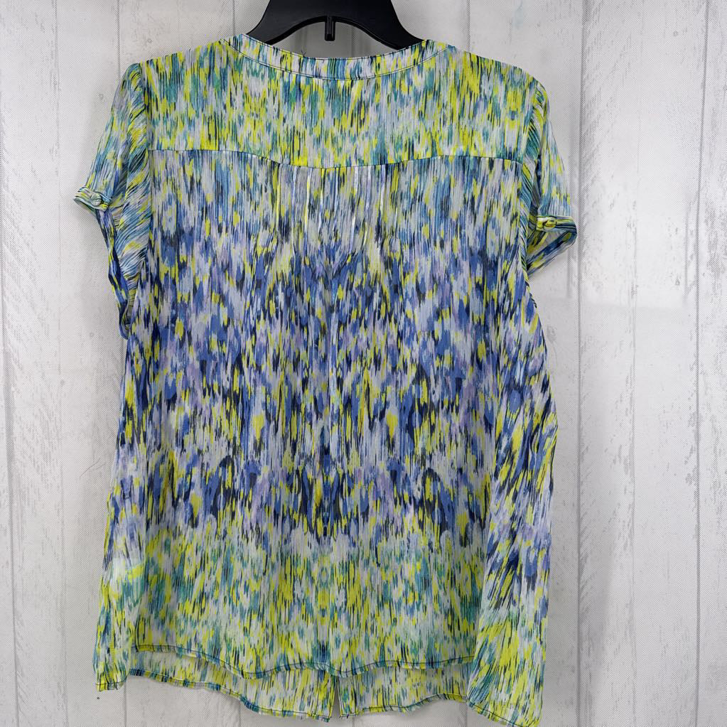 XLp printed button down s/s top