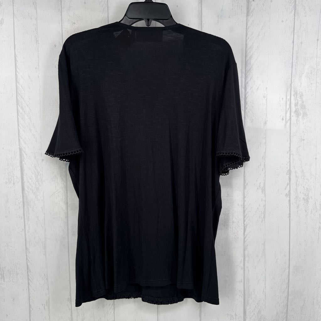 L lace trim s/s top