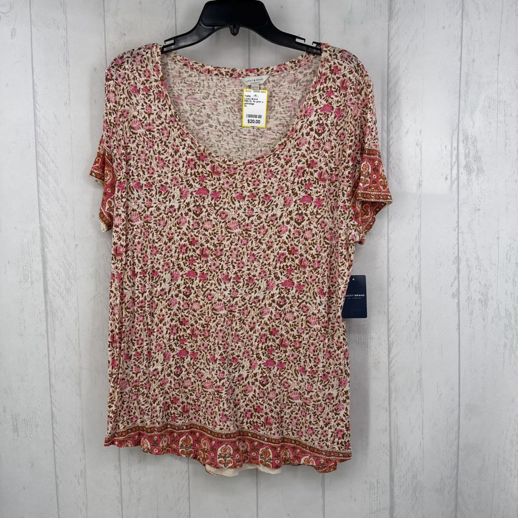 R50 XL flo print v-neck s/s tee