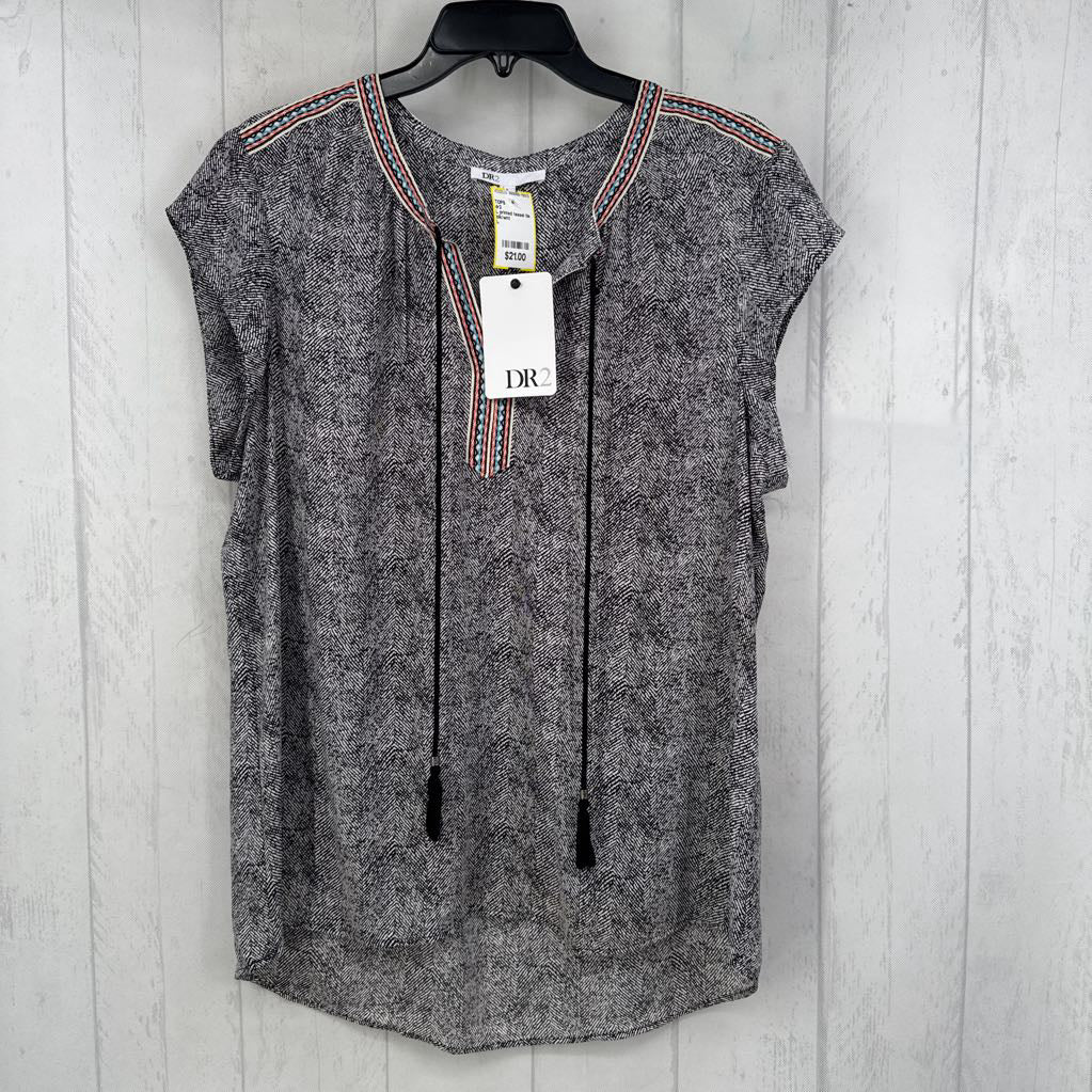 L printed tassel tie s/s top