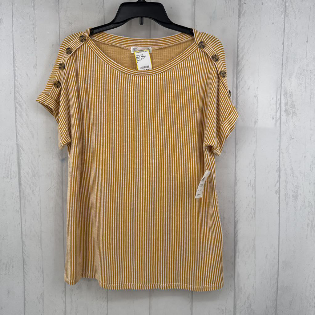 R54 L striped button detail s/s top