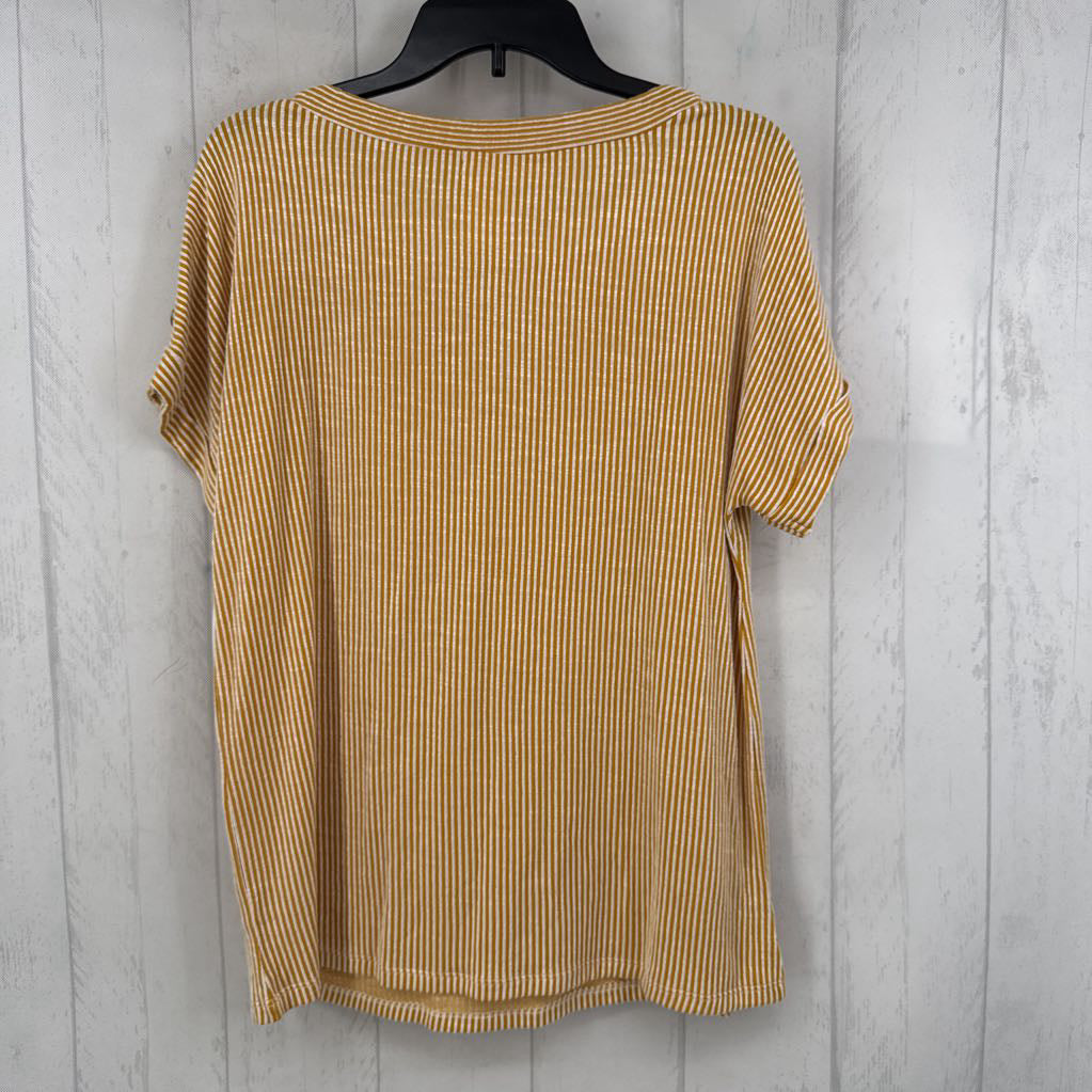 R54 L striped button detail s/s top