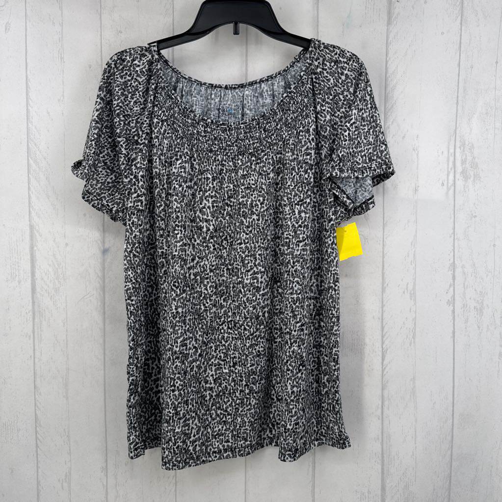 XL animal print smocked s/s tee