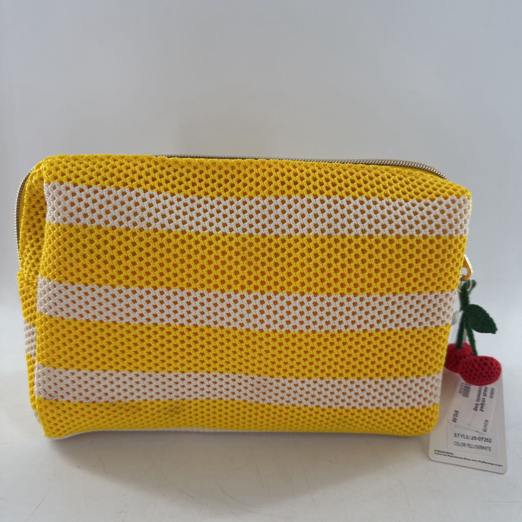 mesh striped cosmetic bag