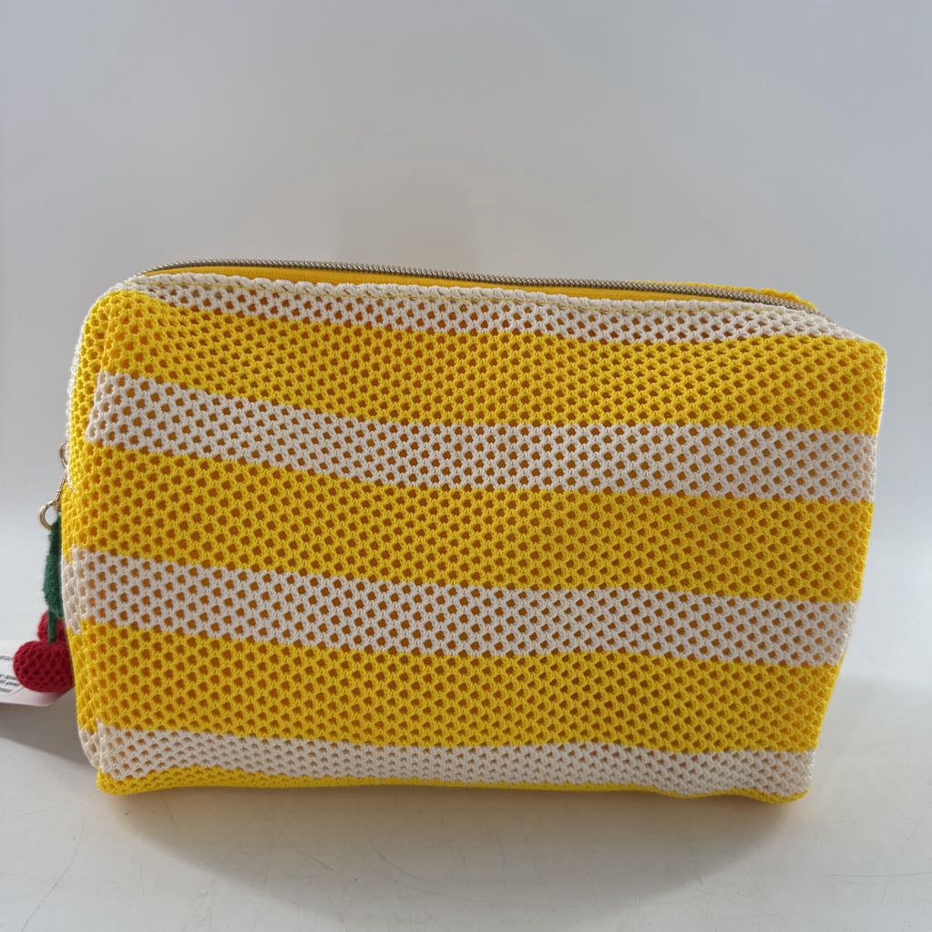 mesh striped cosmetic bag