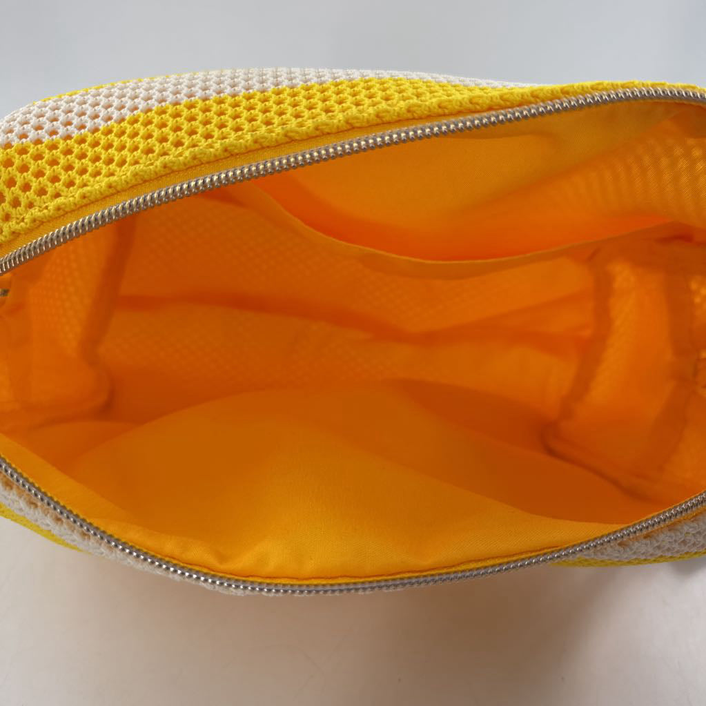 mesh striped cosmetic bag