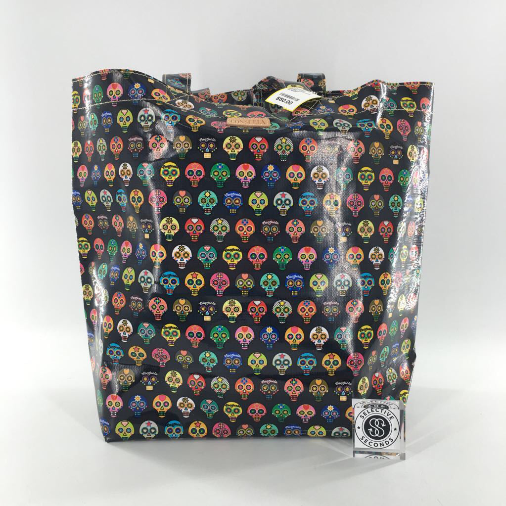 sugar skull print tote bag
