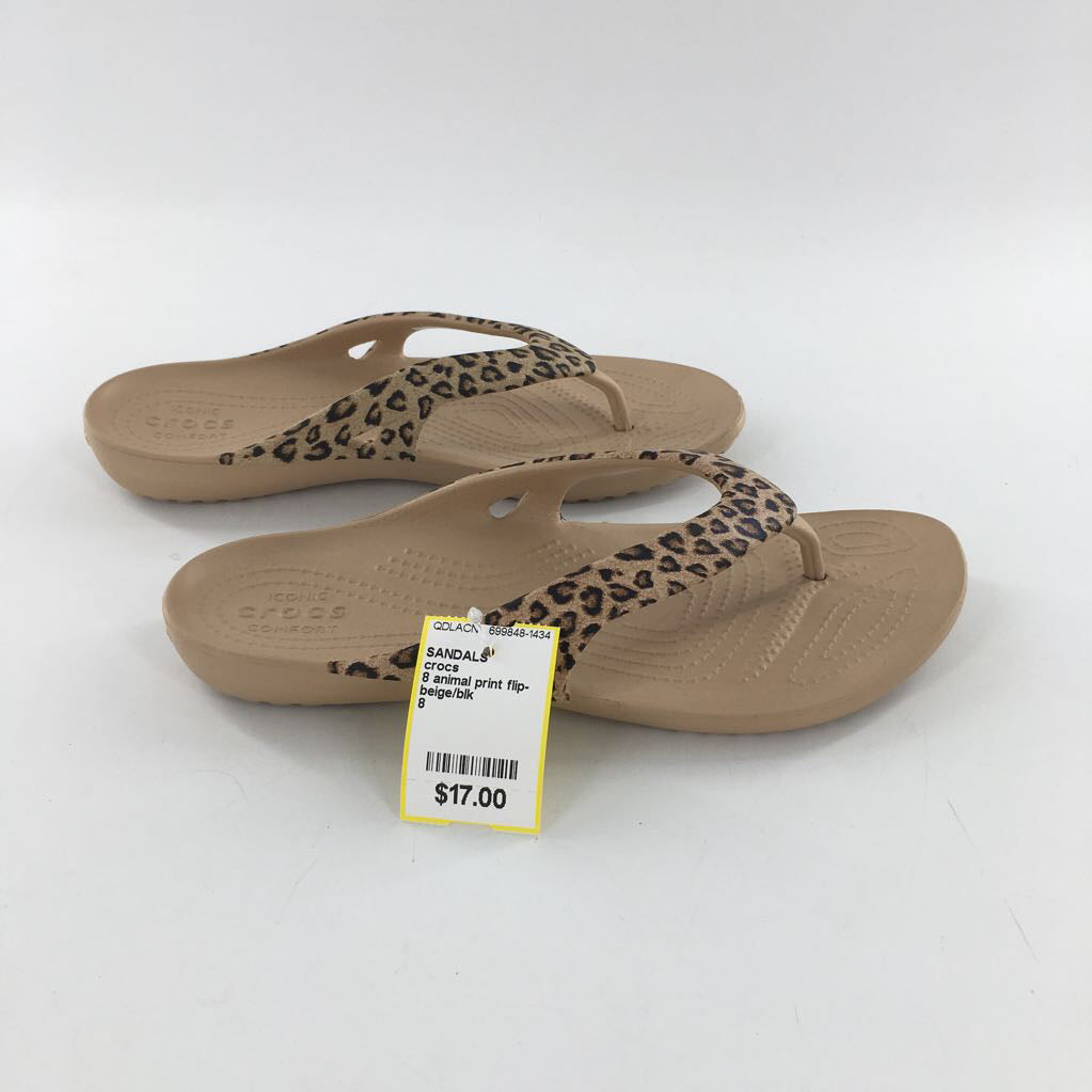 8 animal print flip-flops