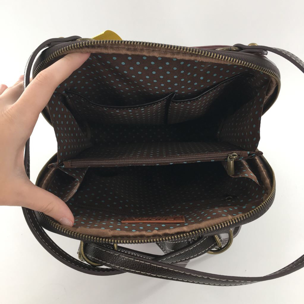convertible backpack w/ detailed stitch paw print applique designs