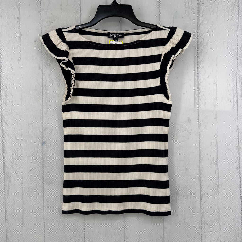 XS ribbed striped cap slv top