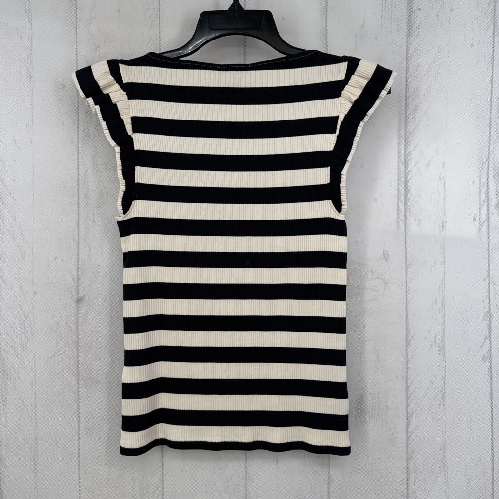 XS ribbed striped cap slv top