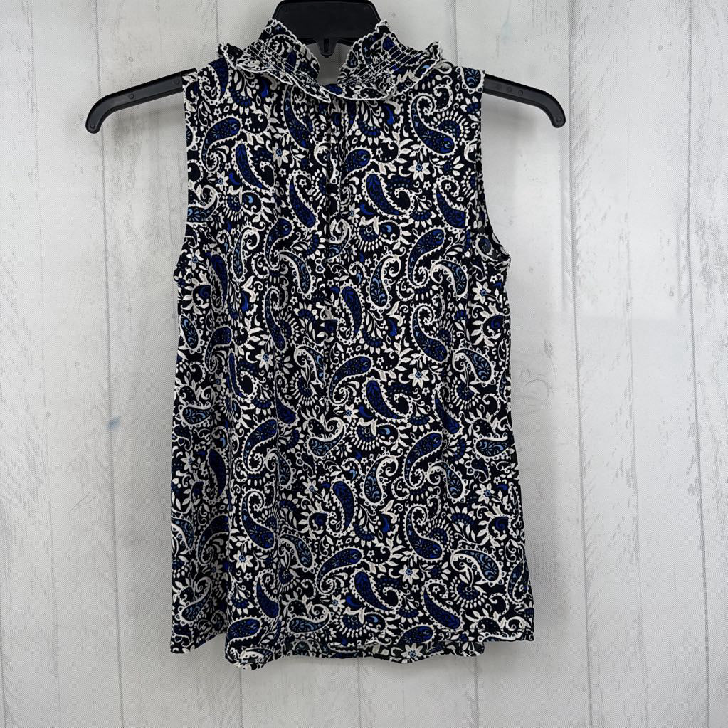 XS paisley print split neck tank