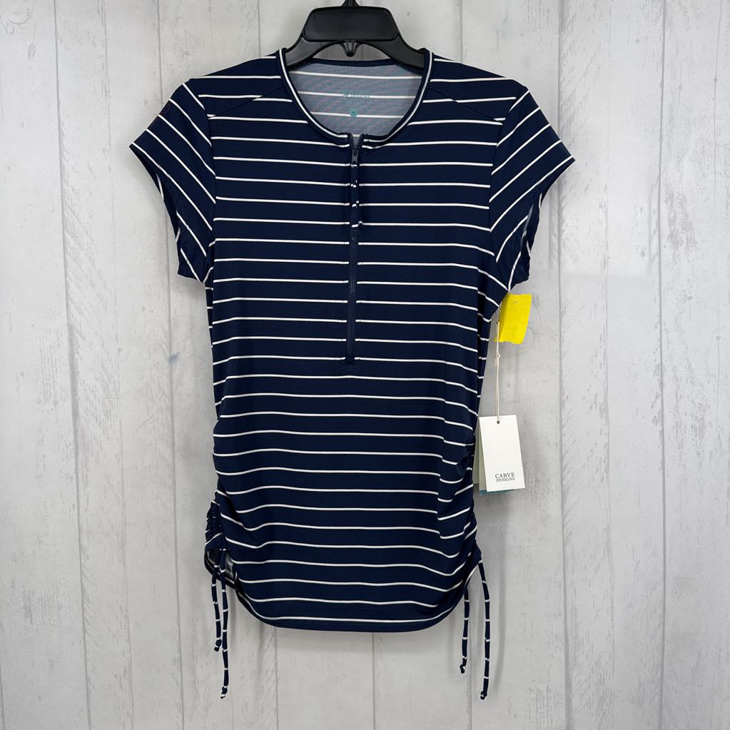 M striped 1/2 zip s/s top
