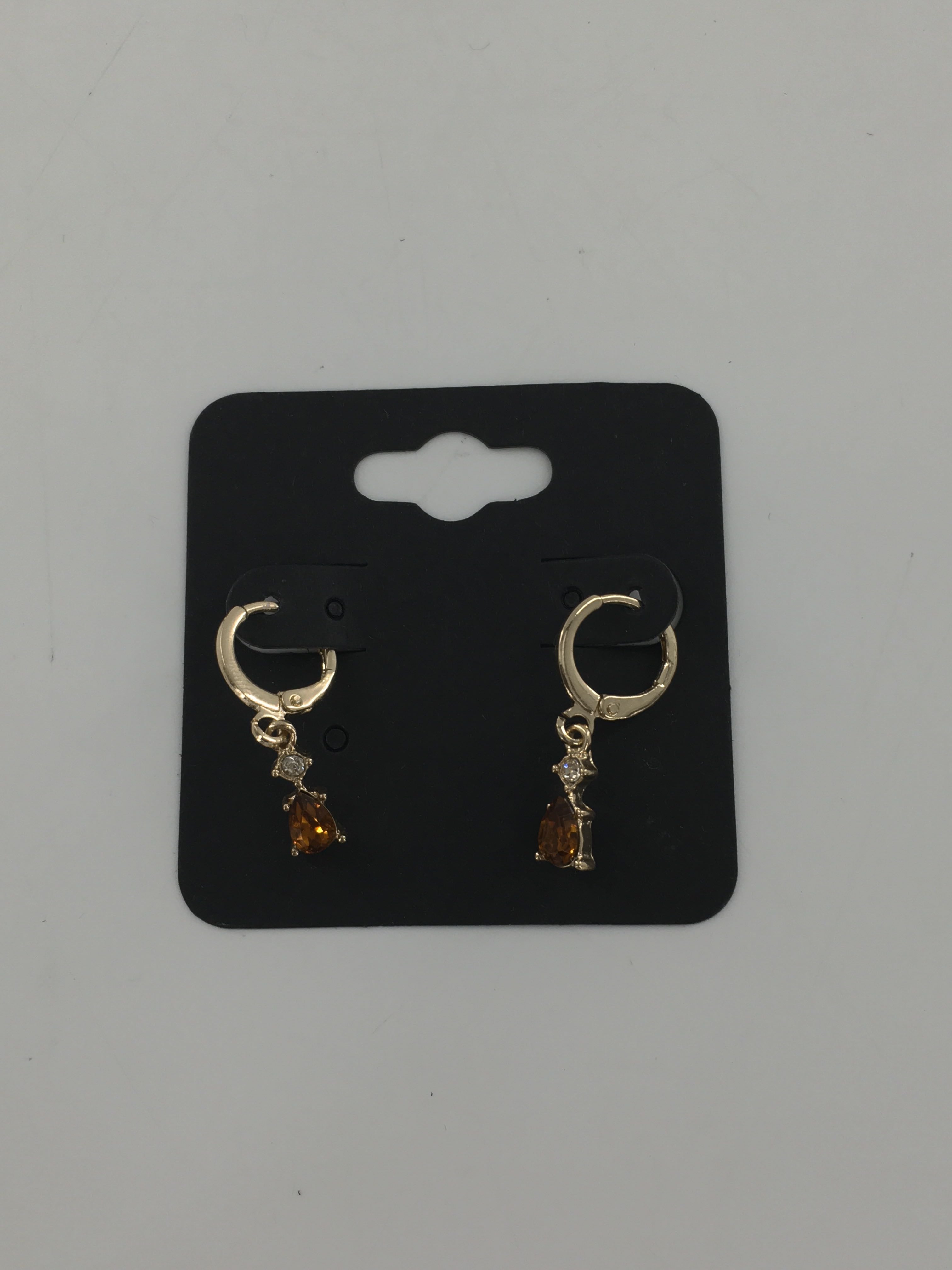 gold brown teardrop stone earrings