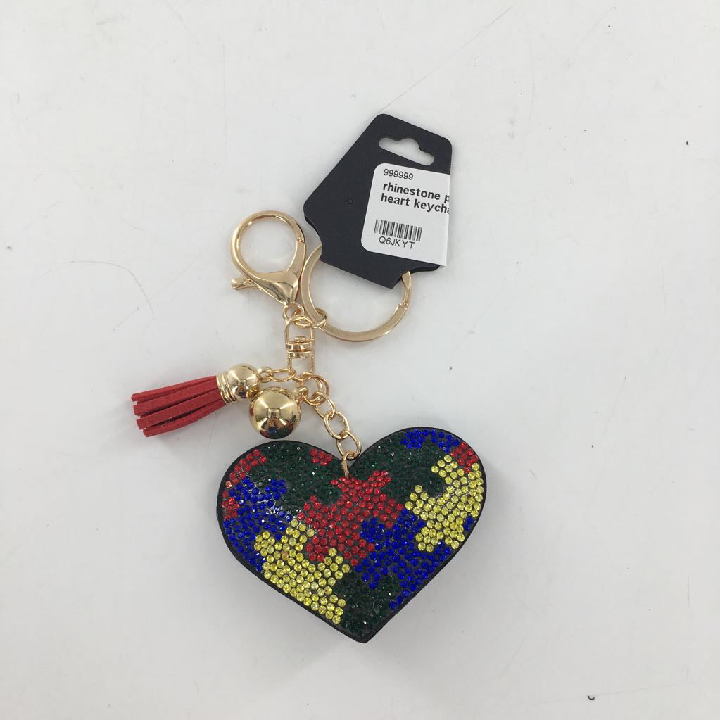 rhinestone puzzle heart keychain
