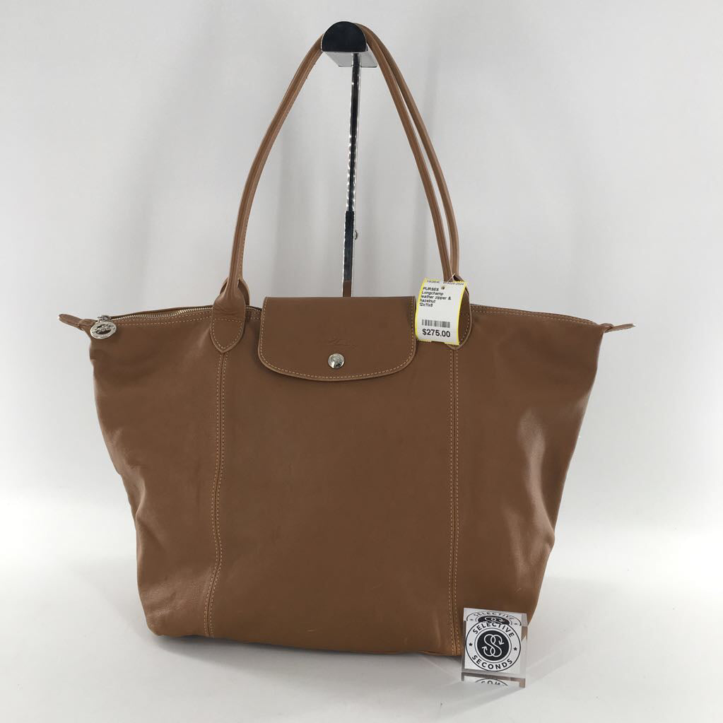 leather zipper & snap closure tote