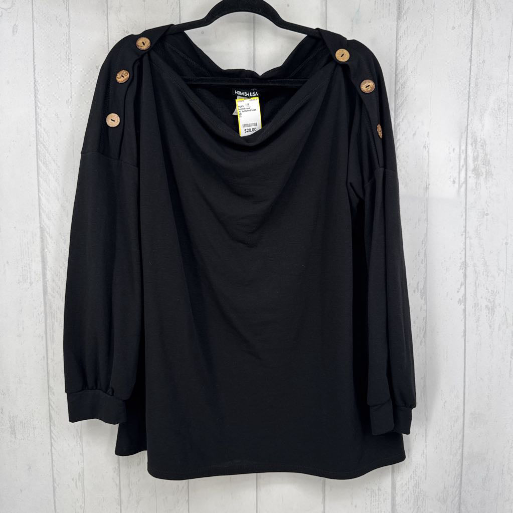 XL buttoned boat neck 3/4 slv top