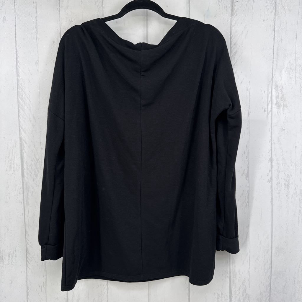 XL buttoned boat neck 3/4 slv top