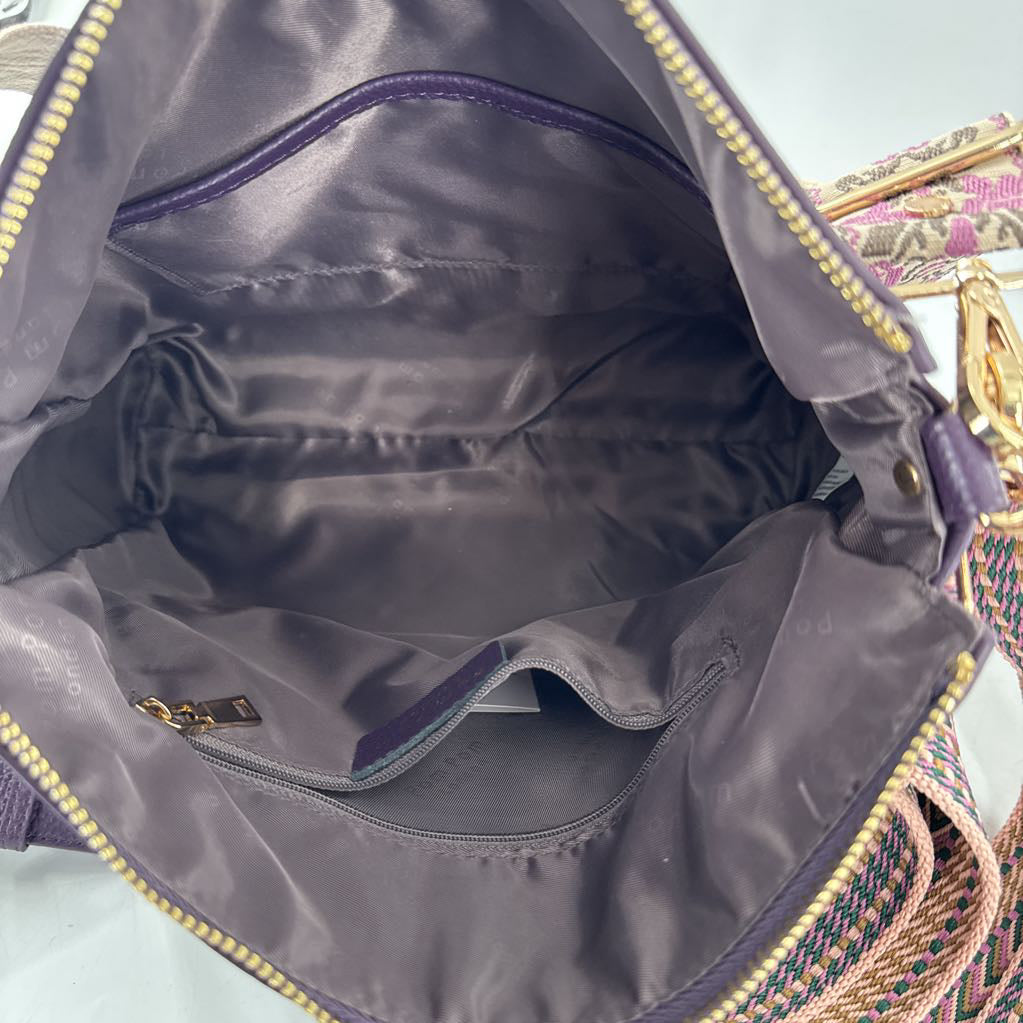 leather shoulder bag w/ 2 extra straps