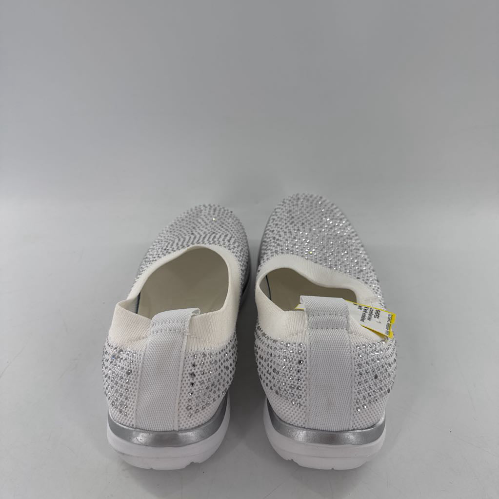 9 knit embelished slip-ons