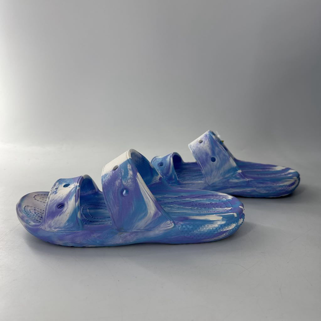 9 swirled print slide sandal