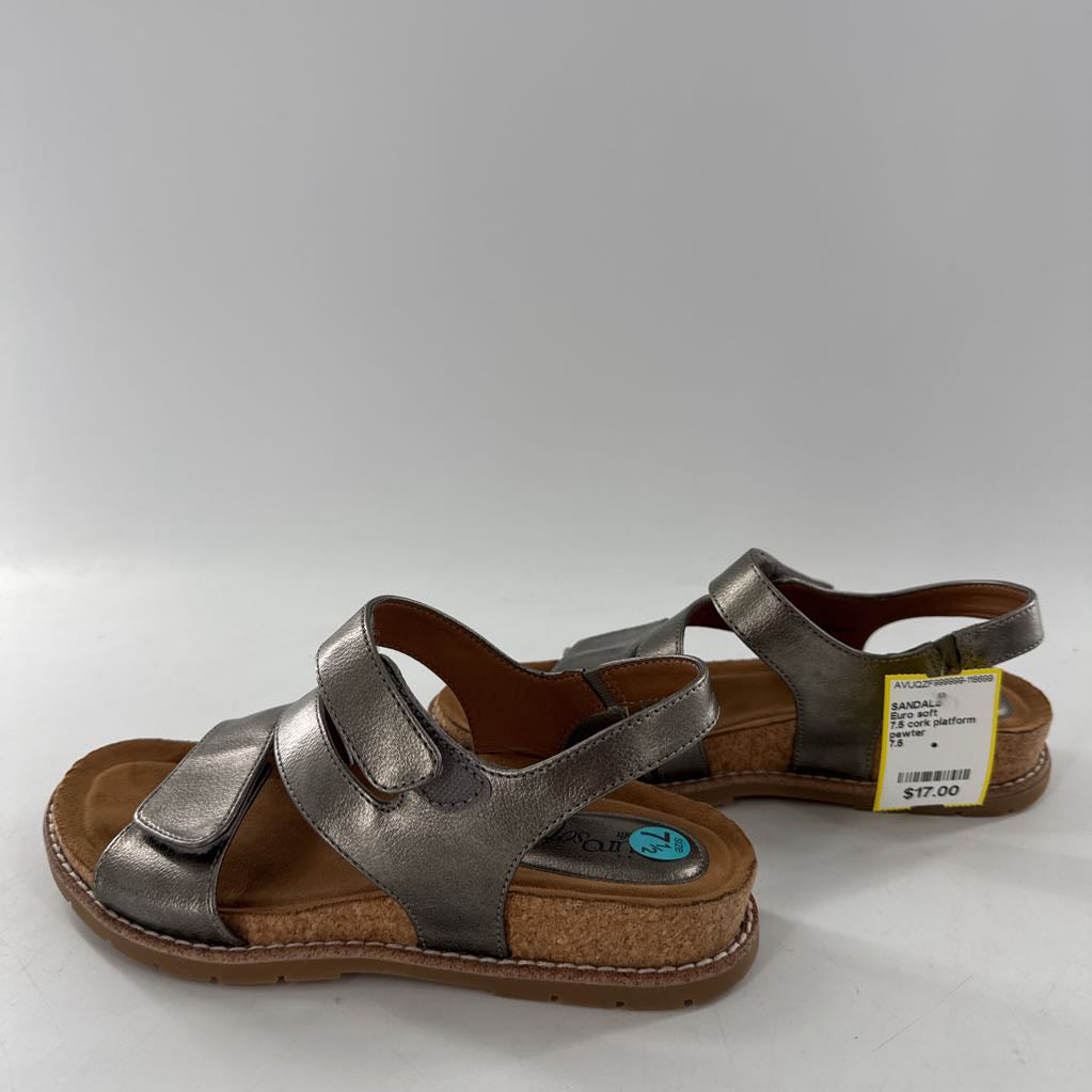 7.5 cork platform strappy wedge sandals