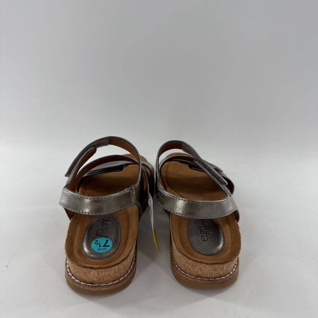 7.5 cork platform strappy wedge sandals