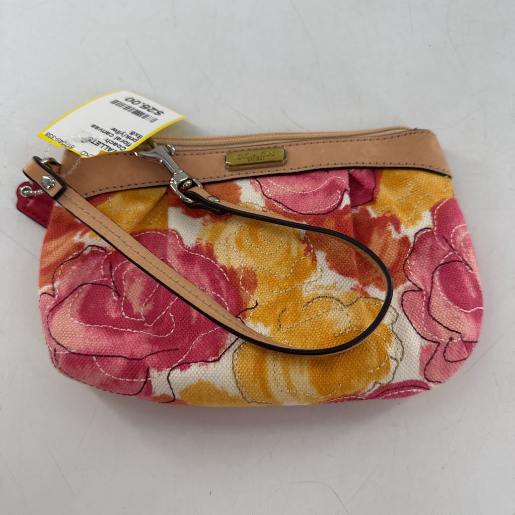 floral canvas wristlet