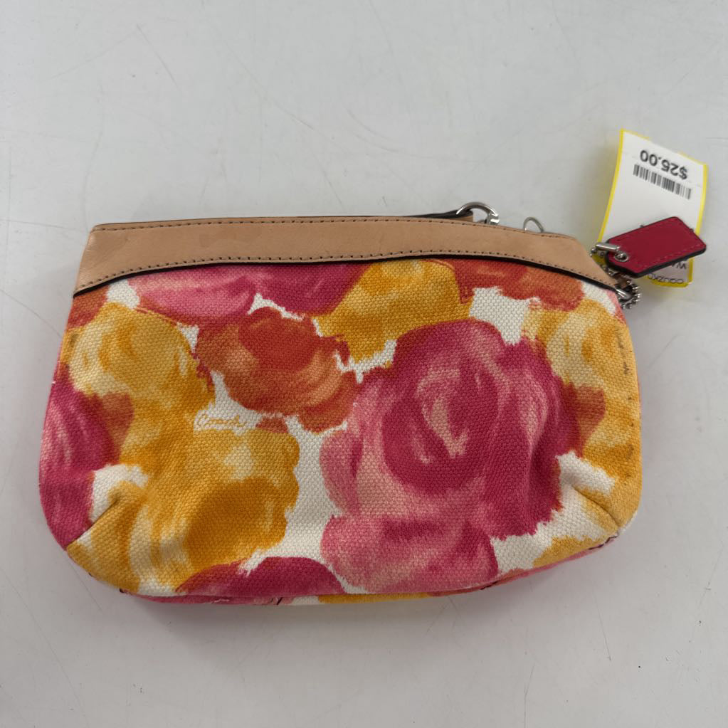 floral canvas wristlet
