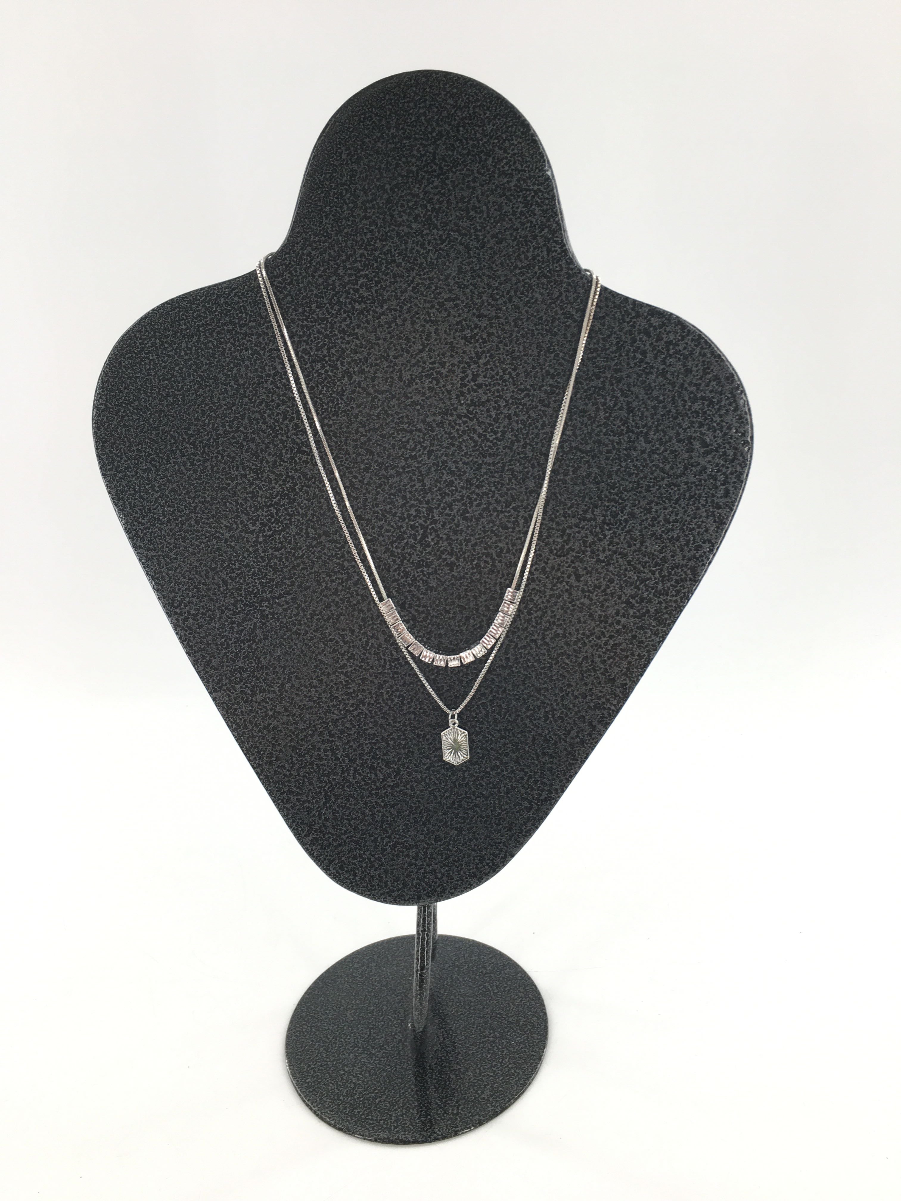 12" silver double strand necklace