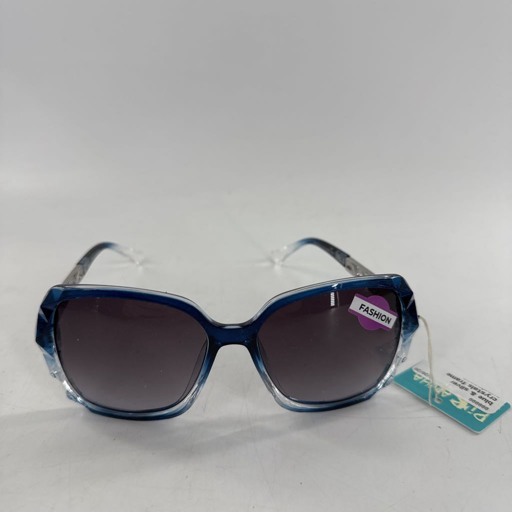blue & silver crystals frame sunglasses