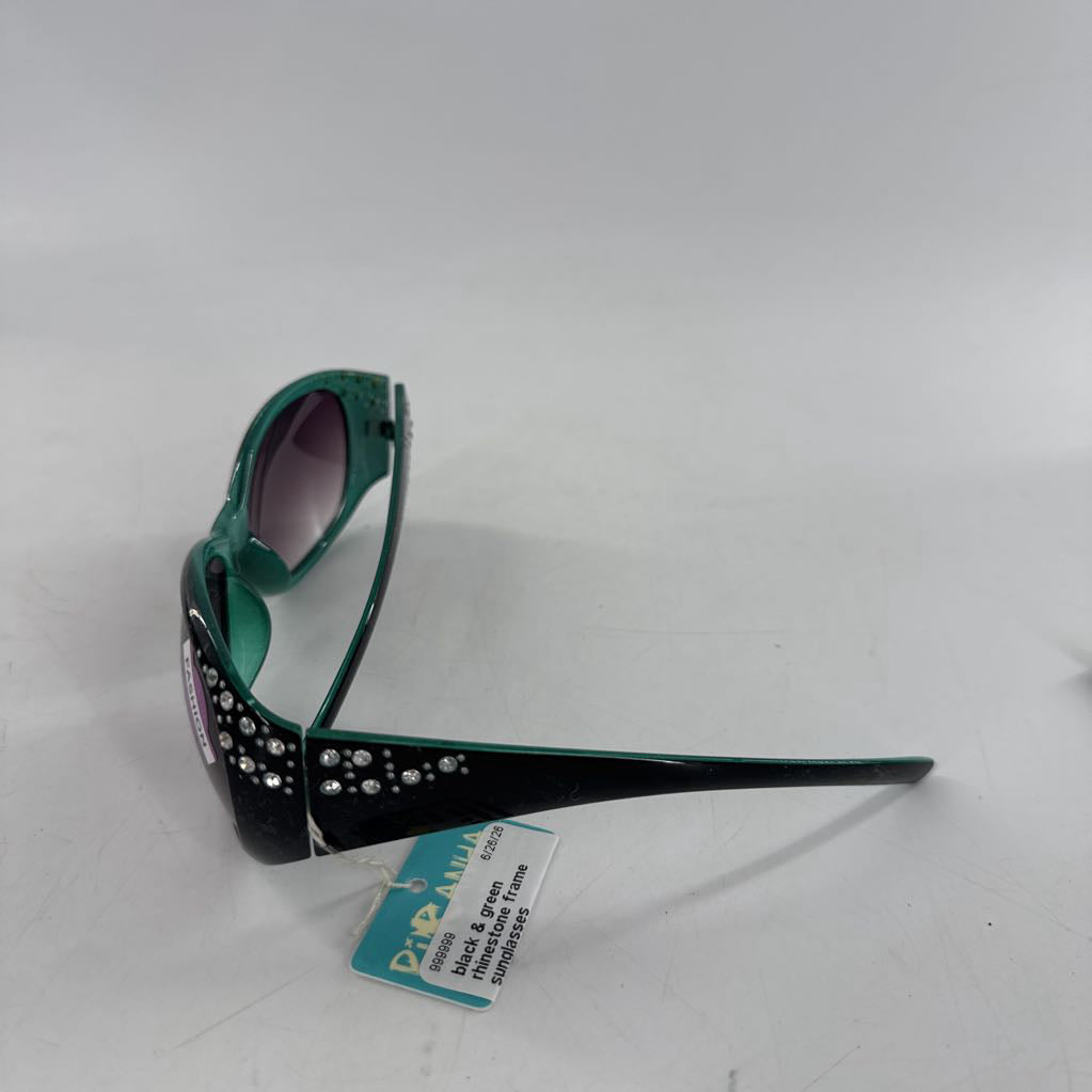 black & green rhinestone frame sunglasses