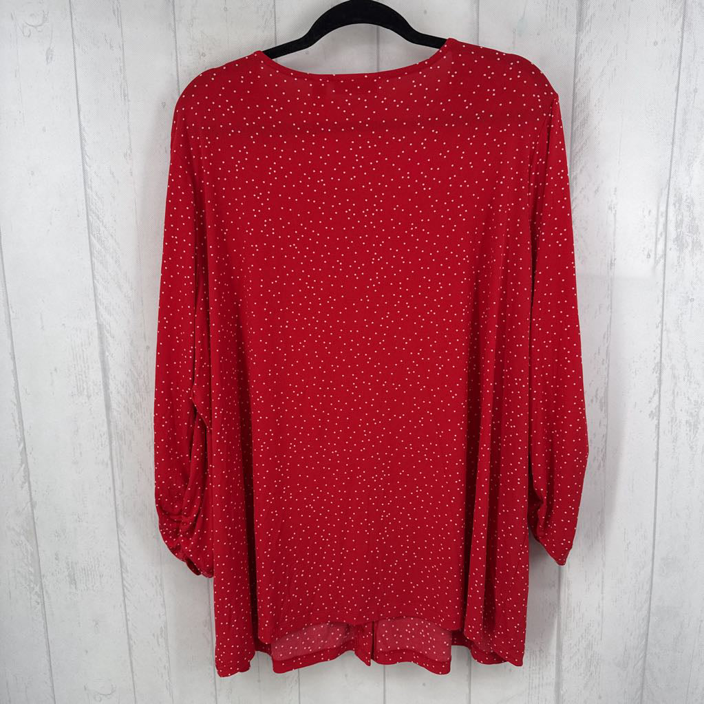 3X polka dot button down 3/4 slv top