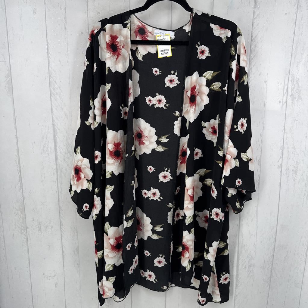 3X semi sheer flo print ruana