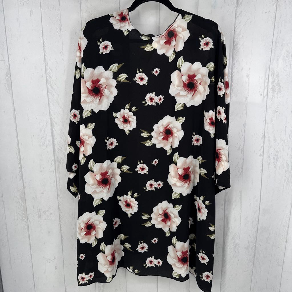 3X semi sheer flo print ruana