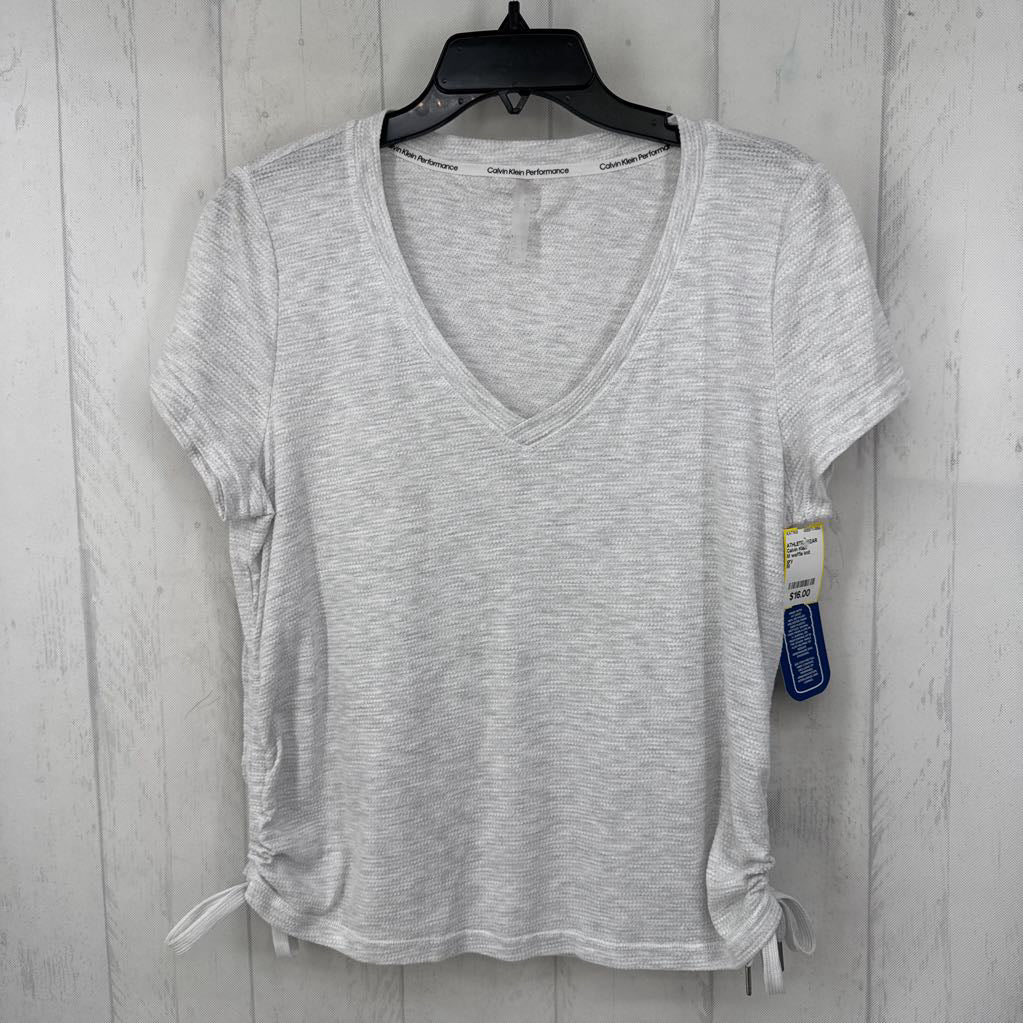 M waffle knit ruched sides s/s tee