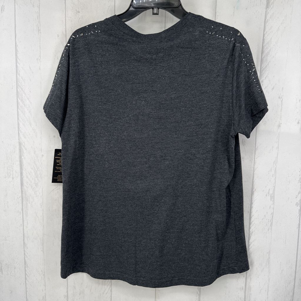 M embelished v-neck s/s tee