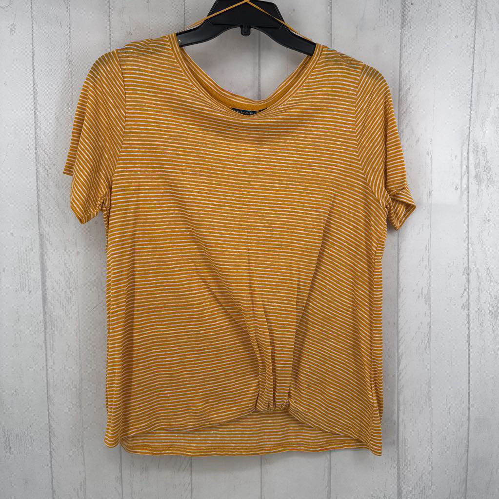 L linen striped s/s tee