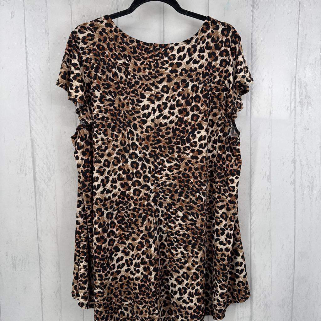 2X animal print flowy s/s top