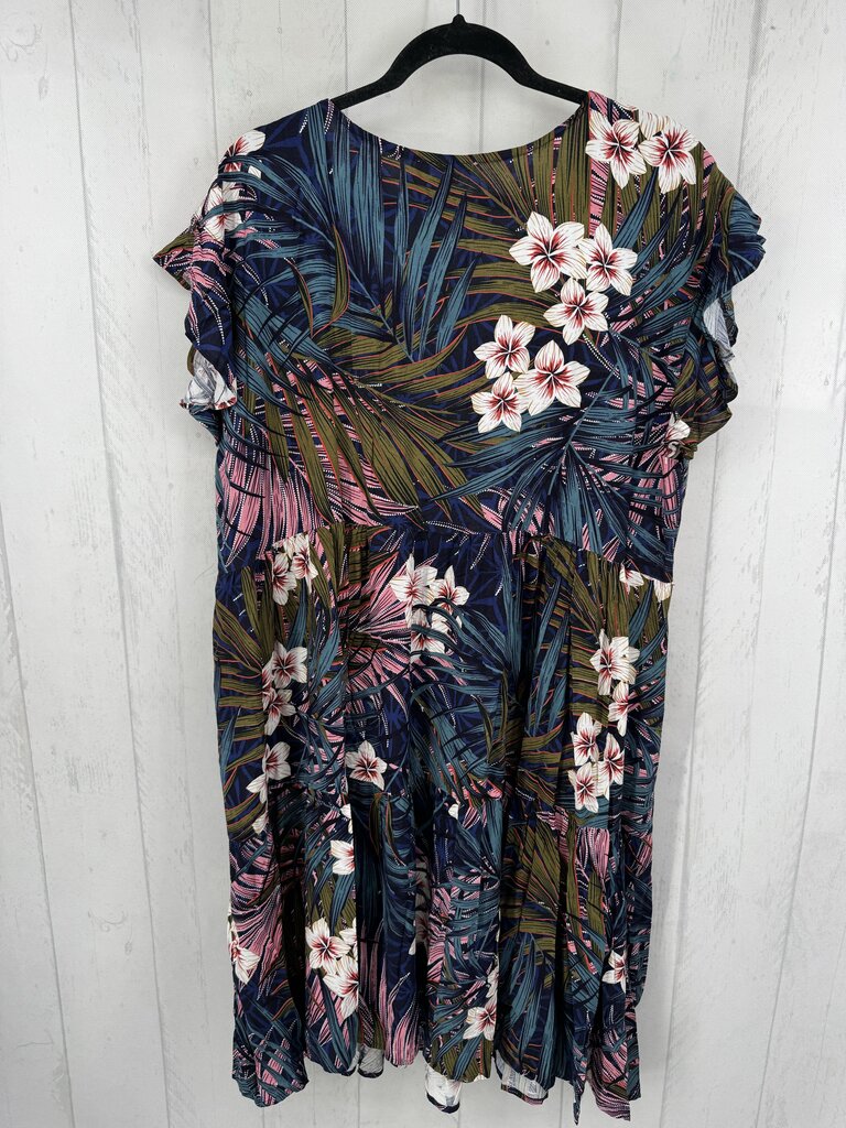 18/20 flo print v-neck flutter slv dress