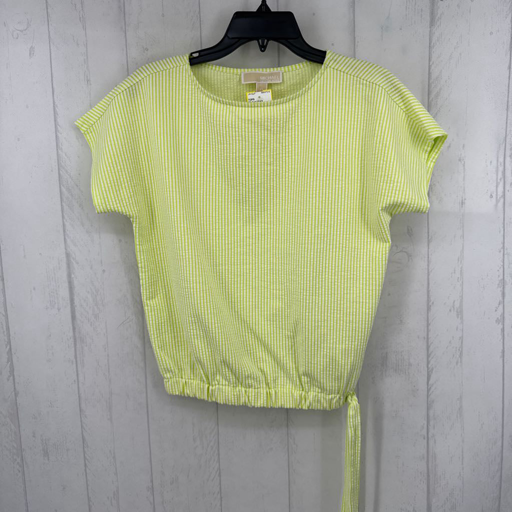 XS striped tied hem s/s top