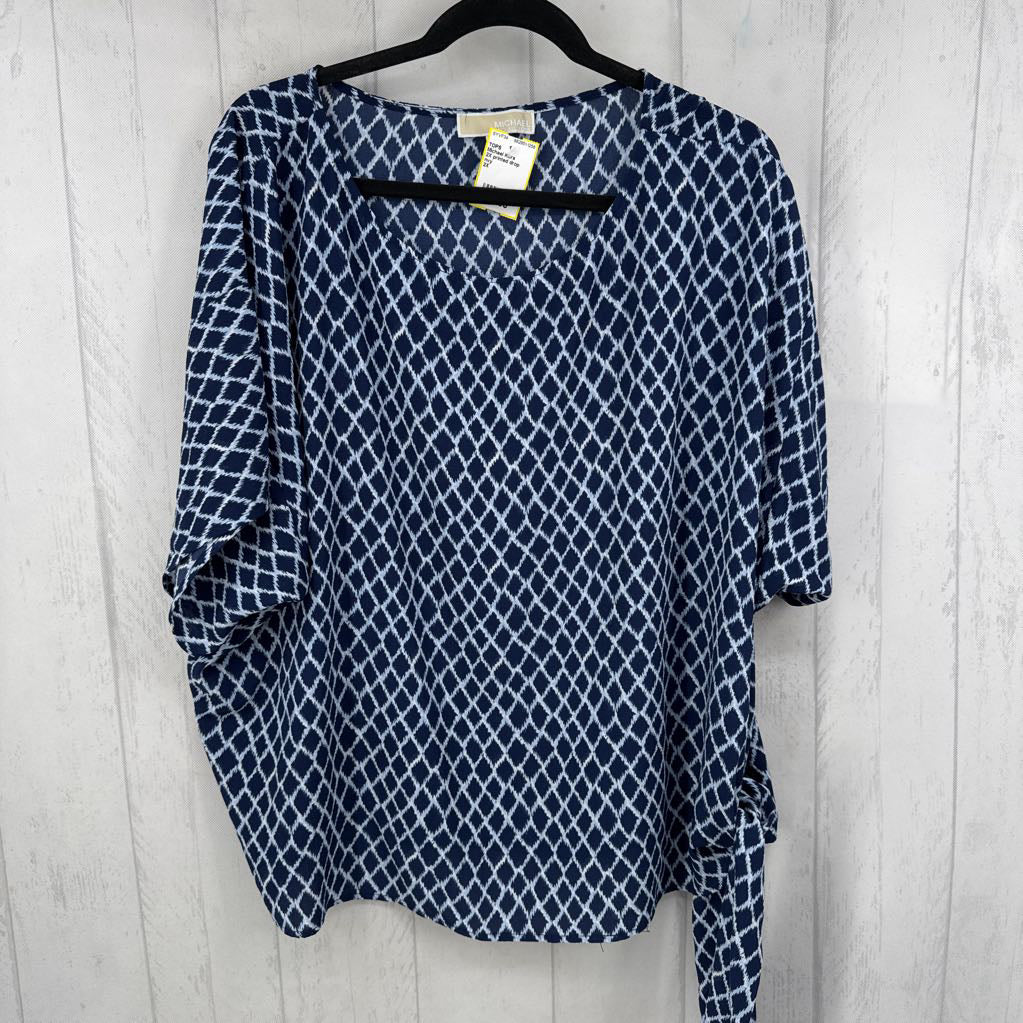 2X printed drop shoulder s/s top