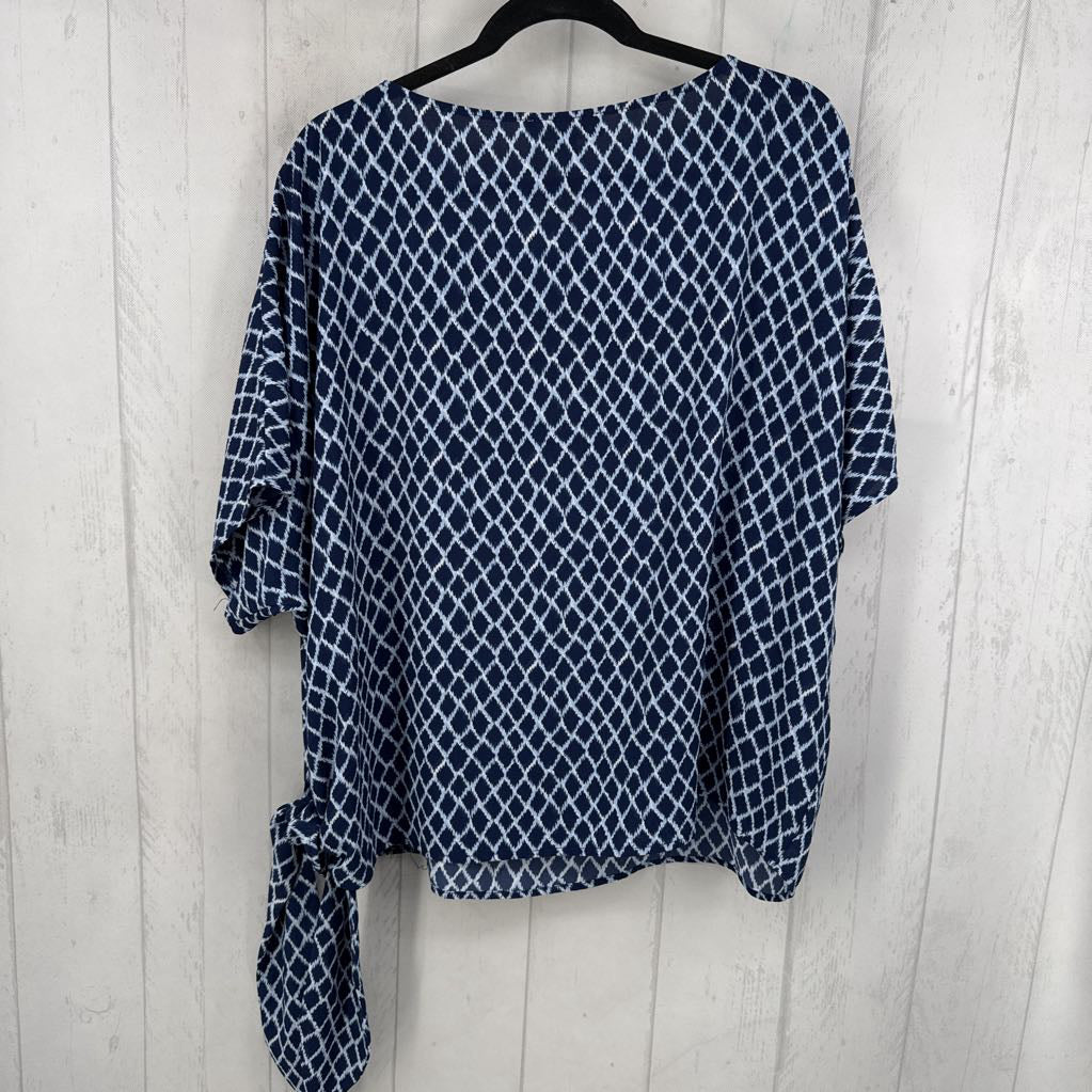 2X printed drop shoulder s/s top