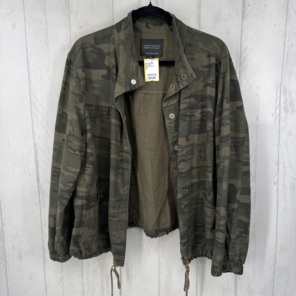 2X camo print utility jacket